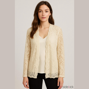 VINTAGE Laura Ashley Ivory Lace Overlay Cardigan with matching tank